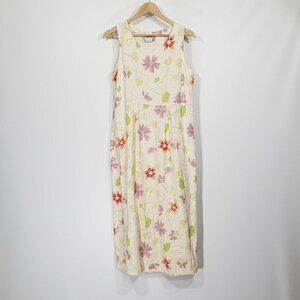 Vintage  Real Comfort  Floral Linen Sleeveless Dress  Women's Size 8